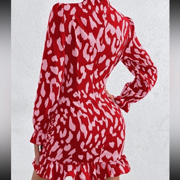 Red and Pink Ruched Dress - Picture 2 of 2